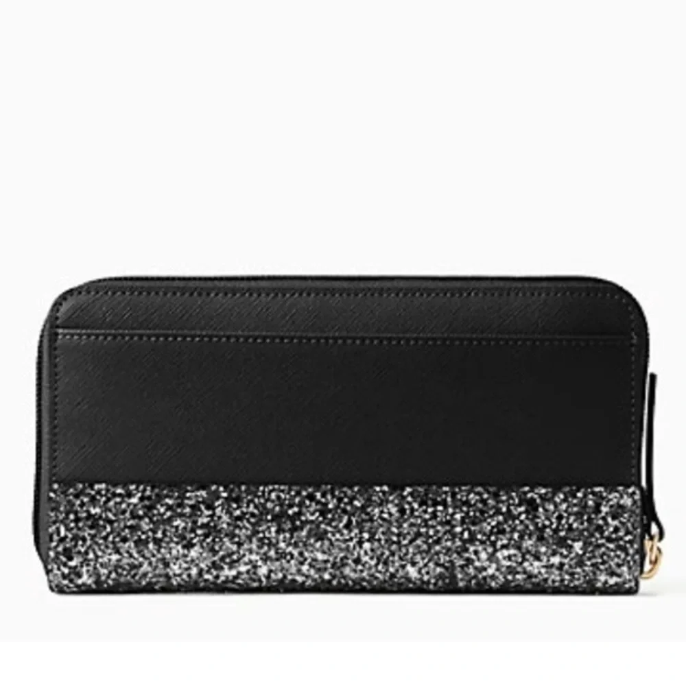 Kate Spade Greta Court Glitter Neda Zip Around Wallet (Black) BRAND NEW